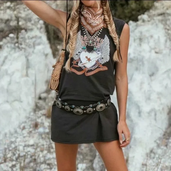 Dancing Outlaw Fitted Boho Mini Shirt Dress NWT - Picture 2 of 12